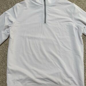 Peter Millar White and Gray Quarter-Zip Pullover